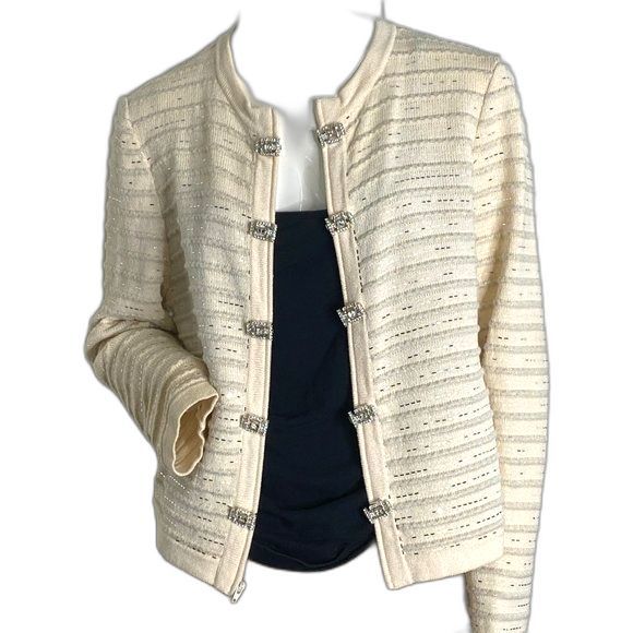 ST JOHN Evening by Marie Gray Sweater Sz 8 Cream GC - Picture 12 of 12